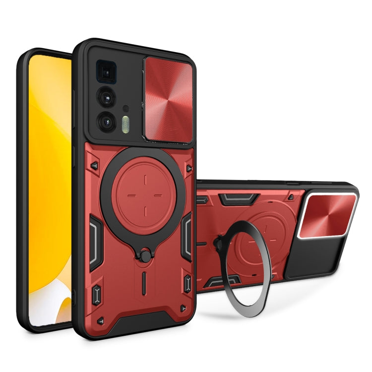 For Motorola Edge 20 Pro CD Texture Sliding Camshield Magnetic Holder Phone Case(Red) - free shipping - PMC TechLife - Order now!