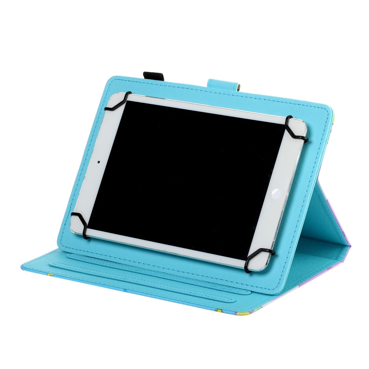 For 10 inch Universal Tablet PC Flower Pattern Horizontal Flip Leather Case with Card Slots & Holder(Yellow Fruit) - 10 - 11 inch by PMC TechLife | Online Shopping South Africa | PMC TechLife | Buy Now Pay Later Mobicred