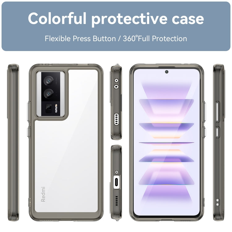 For Xiaomi Poco F5 Pro Colorful Series Acrylic Hybrid TPU Phone Case(Transparent Grey) - Xiaomi Cases by PMC Jewellery | Online Shopping South Africa | PMC Jewellery | Buy Now Pay Later Mobicred