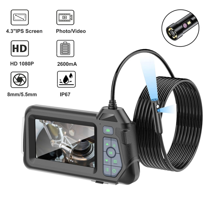 M60 4.3 inch Dual Camera with Screen Endoscope, Length:1m(8mm) -  by PMC TechLife | Online Shopping South Africa | PMC TechLife | Buy Now Pay Later Mobicred