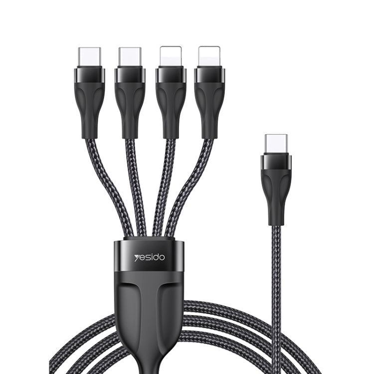 YESIDO CA110 1.2m 4A Type-C to Dual Type-C + Dual 8 Pin Charging Cable(Black) - Multifunction Cable by Yesido | Online Shopping South Africa | PMC Jewellery | Buy Now Pay Later Mobicred