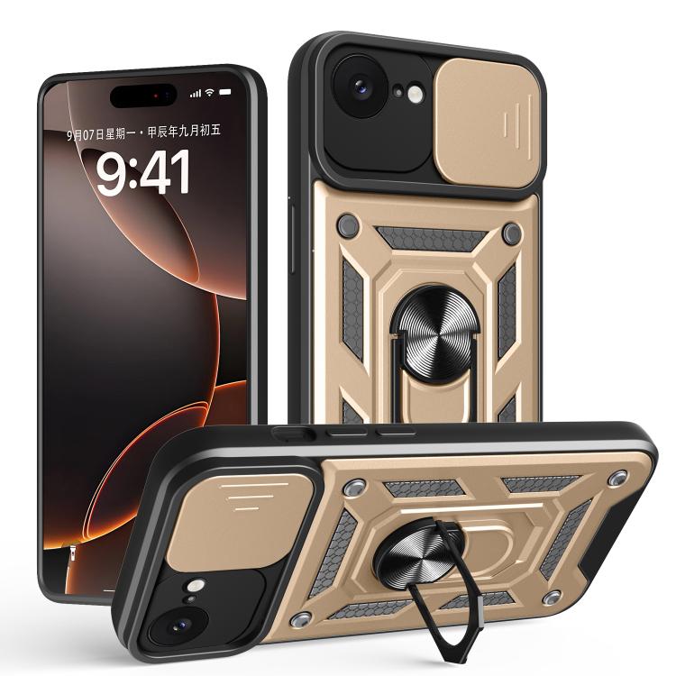 For iPhone 16e Sliding Camera Cover Design TPU+PC Phone Case(Gold) - free shipping - PMC TechLife - Order now!