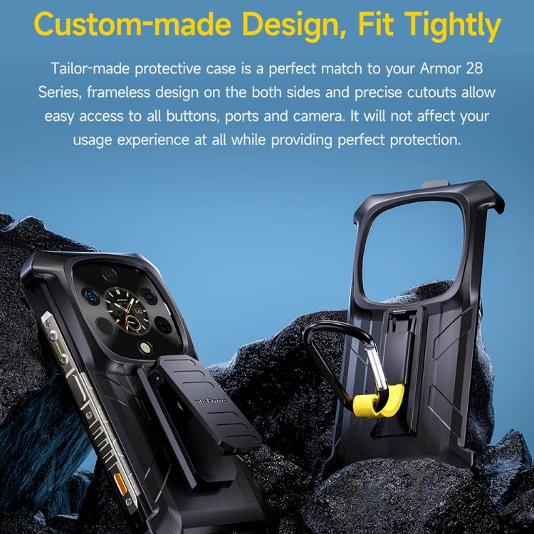 For Ulefone Armor 28 Ultra / 28 Ultra Thermal Ulefone Back Clip Phone Case with Carabiner(Black) - free shipping - PMC TechLife - Order now!