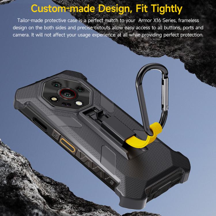 For Ulefone Armor X16 / X16 Pro Ulefone Back Clip Phone Case with Carabiner(Black) - free shipping - PMC TechLife - Order now!
