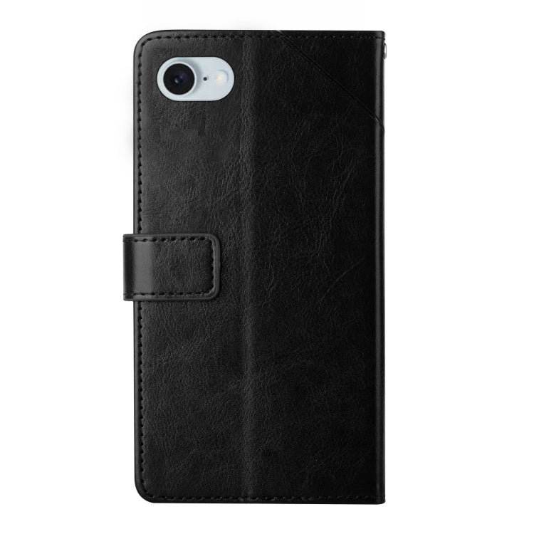 For iPhone SE 2024 HT01 Y-shaped Pattern Flip Leather Phone Case(Black) - More iPhone Cases by PMC Jewellery | Online Shopping South Africa | PMC Jewellery | Buy Now Pay Later Mobicred