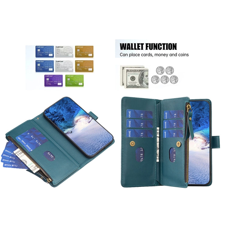 For Google Pixel 7 9 Card Slots Zipper Wallet Leather Flip Phone Case(Green) - Google Cases by PMC TechLife | Online Shopping South Africa | PMC TechLife | Buy Now Pay Later Mobicred