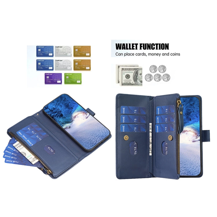 For Google Pixel 8 Pro 9 Card Slots Zipper Wallet Leather Flip Phone Case(Blue) - Google Cases by PMC Jewellery | Online Shopping South Africa | PMC Jewellery | Buy Now Pay Later Mobicred