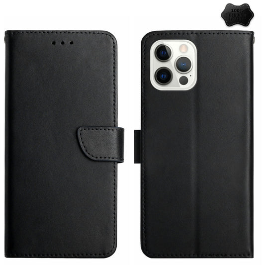 For iPhone 16 Pro Genuine Leather Fingerprint-proof Flip Phone Case(Black) - iPhone 16 Pro Cases by PMC Jewellery | Online Shopping South Africa | PMC Jewellery | Buy Now Pay Later Mobicred