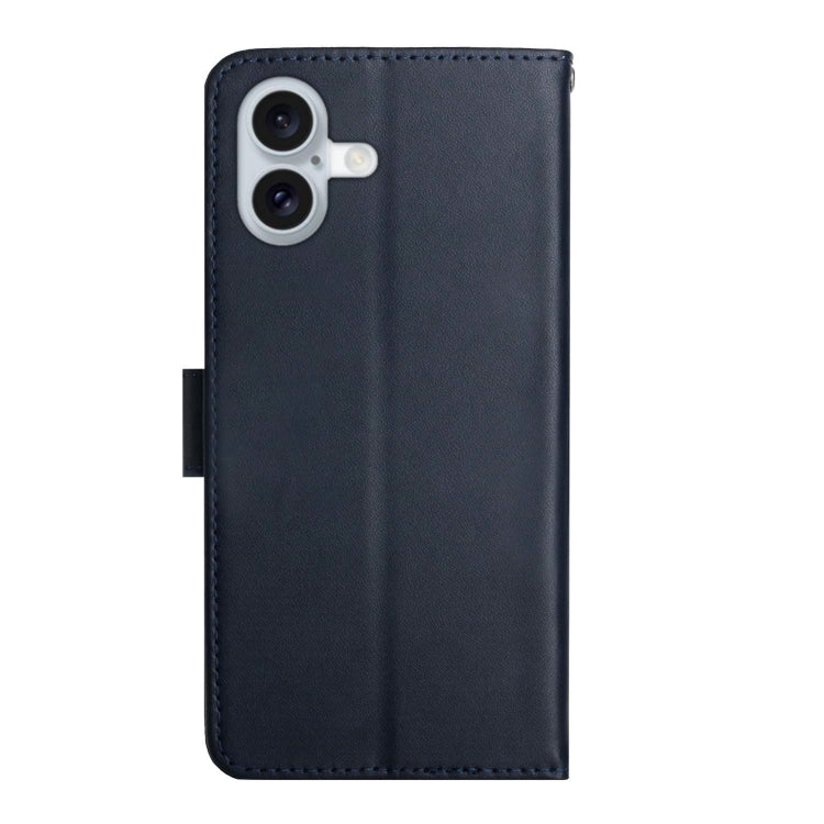 For iPhone 16 Plus Genuine Leather Fingerprint-proof Flip Phone Case(Blue) - iPhone 16 Plus Cases by PMC TechLife | Online Shopping South Africa | PMC TechLife | Buy Now Pay Later Mobicred
