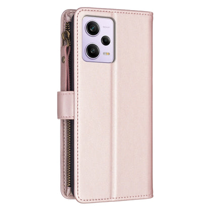 For Xiaomi Redmi Note 12 Pro 9 Card Slots Zipper Wallet Leather Flip Phone Case(Rose Gold) - Xiaomi Cases by PMC Jewellery | Online Shopping South Africa | PMC Jewellery | Buy Now Pay Later Mobicred