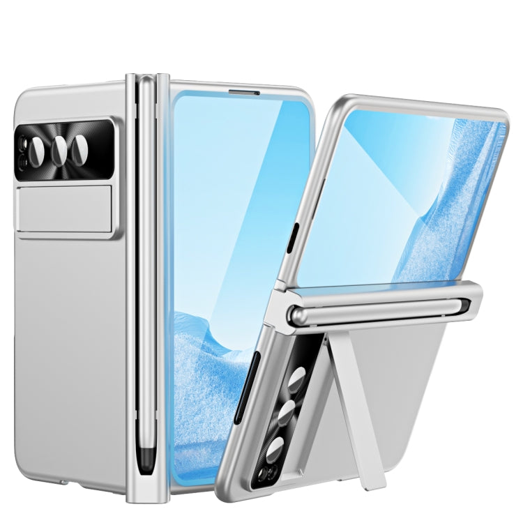 For Google Pixel Fold Integrated Electroplating Pen Slot Folding Phone Case with Stylus(Silver) - free shipping - PMC TechLife - Order now!