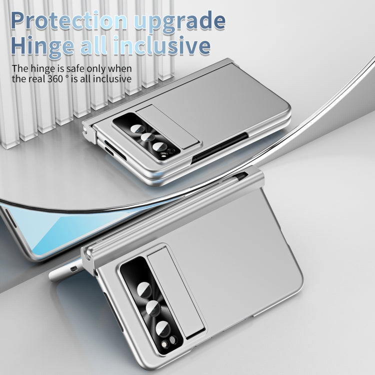 For Google Pixel Fold Integrated Electroplating Pen Slot Folding Phone Case with Stylus(Silver) - free shipping - PMC TechLife - Order now!