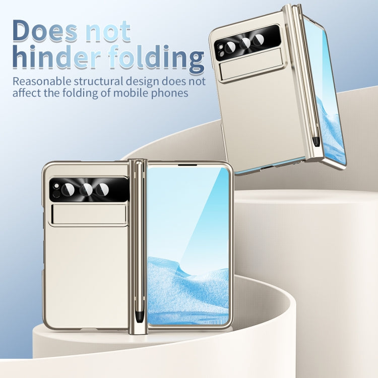 For Google Pixel Fold Integrated Electroplating Pen Slot Double Hinge Folding Phone Case with Stylus(Gold) - free shipping - PMC TechLife - Order now!