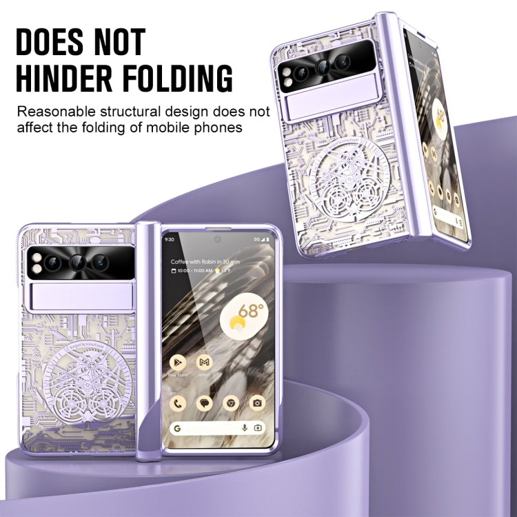 For Google Pixel Fold Mechanical Legend Integrated Electroplating All-inclusive Phone Case(Purple) - Google Cases by PMC TechLife | Online Shopping South Africa | PMC TechLife | Buy Now Pay Later Mobicred