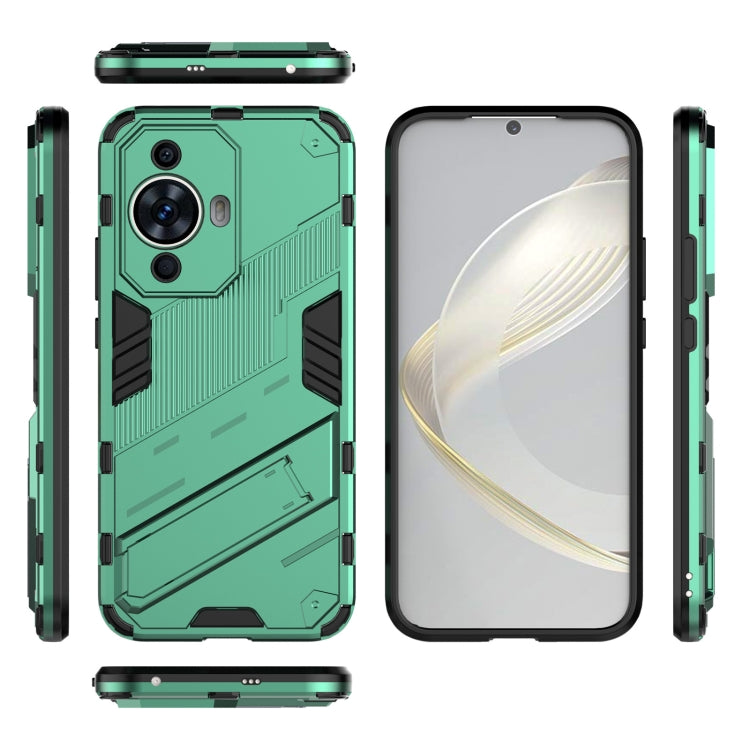 For Huawei nova 11 4G Punk Armor 2 in 1 PC + TPU Phone Case with Holder(Green) - Huawei Cases by PMC Jewellery | Online Shopping South Africa | PMC Jewellery | Buy Now Pay Later Mobicred