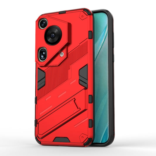 For Huawei Pura 70 Ultra Punk Armor 2 in 1 PC + TPU Phone Case with Holder(Red) - Huawei Cases by PMC Jewellery | Online Shopping South Africa | PMC Jewellery | Buy Now Pay Later Mobicred