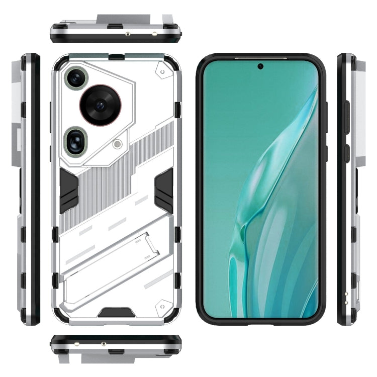 For Huawei Pura 70 Ultra Punk Armor 2 in 1 PC + TPU Phone Case with Holder(White) - Huawei Cases by PMC Jewellery | Online Shopping South Africa | PMC Jewellery | Buy Now Pay Later Mobicred