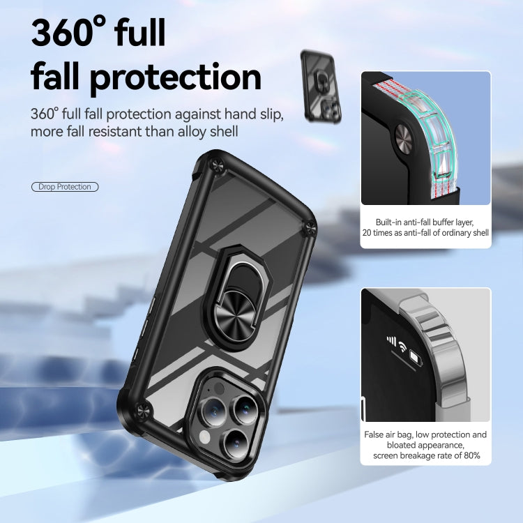 For iPhone 16 Pro Max TPU + PC Lens Protection Phone Case with Ring Holder(Black) - iPhone 16 Pro Max Cases by PMC Jewellery | Online Shopping South Africa | PMC Jewellery | Buy Now Pay Later Mobicred