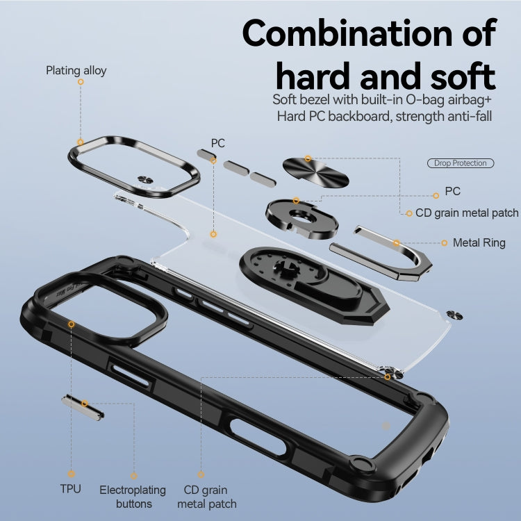 For iPhone 16 Pro TPU + PC Lens Protection Phone Case with Ring Holder(Black) - iPhone 16 Pro Cases by PMC TechLife | Online Shopping South Africa | PMC TechLife | Buy Now Pay Later Mobicred