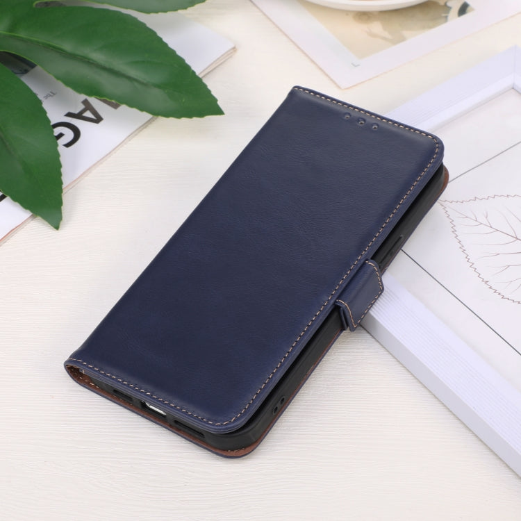 For iPhone 16 Crazy Horse Top Layer Cowhide Leather Phone Case(Blue) - iPhone 16 Cases by PMC TechLife | Online Shopping South Africa | PMC TechLife | Buy Now Pay Later Mobicred