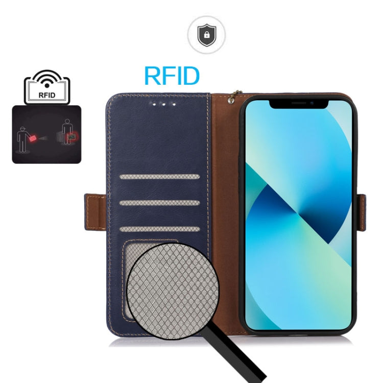 For iPhone 16 Crazy Horse Top Layer Cowhide Leather Phone Case(Blue) - iPhone 16 Cases by PMC TechLife | Online Shopping South Africa | PMC TechLife | Buy Now Pay Later Mobicred