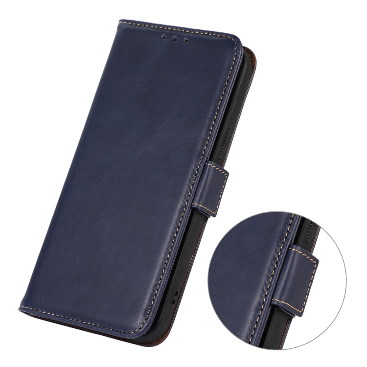 For iPhone 16 Crazy Horse Top Layer Cowhide Leather Phone Case(Blue) - iPhone 16 Cases by PMC TechLife | Online Shopping South Africa | PMC TechLife | Buy Now Pay Later Mobicred
