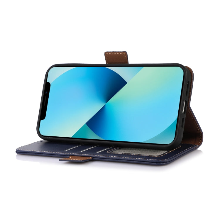 For iPhone 16 Crazy Horse Top Layer Cowhide Leather Phone Case(Blue) - iPhone 16 Cases by PMC TechLife | Online Shopping South Africa | PMC TechLife | Buy Now Pay Later Mobicred