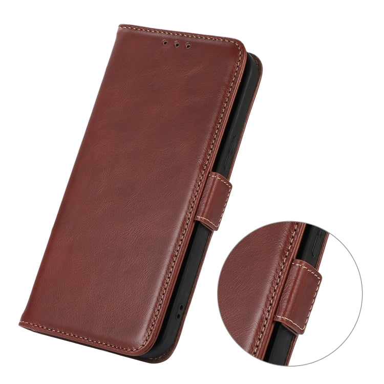 For iPhone 16 Crazy Horse Top Layer Cowhide Leather Phone Case(Brown) - iPhone 16 Cases by PMC TechLife | Online Shopping South Africa | PMC TechLife | Buy Now Pay Later Mobicred