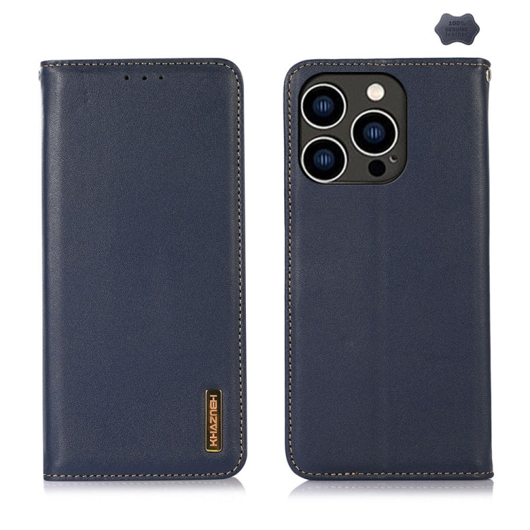 For iPhone 16 Pro Max KHAZNEH Nappa Top Layer Cowhide Leather Phone Case(Blue) - iPhone 16 Pro Max Cases by PMC TechLife | Online Shopping South Africa | PMC TechLife | Buy Now Pay Later Mobicred