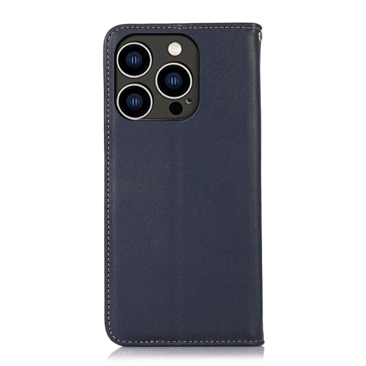 For iPhone 16 Pro Max KHAZNEH Nappa Top Layer Cowhide Leather Phone Case(Blue) - iPhone 16 Pro Max Cases by PMC TechLife | Online Shopping South Africa | PMC TechLife | Buy Now Pay Later Mobicred