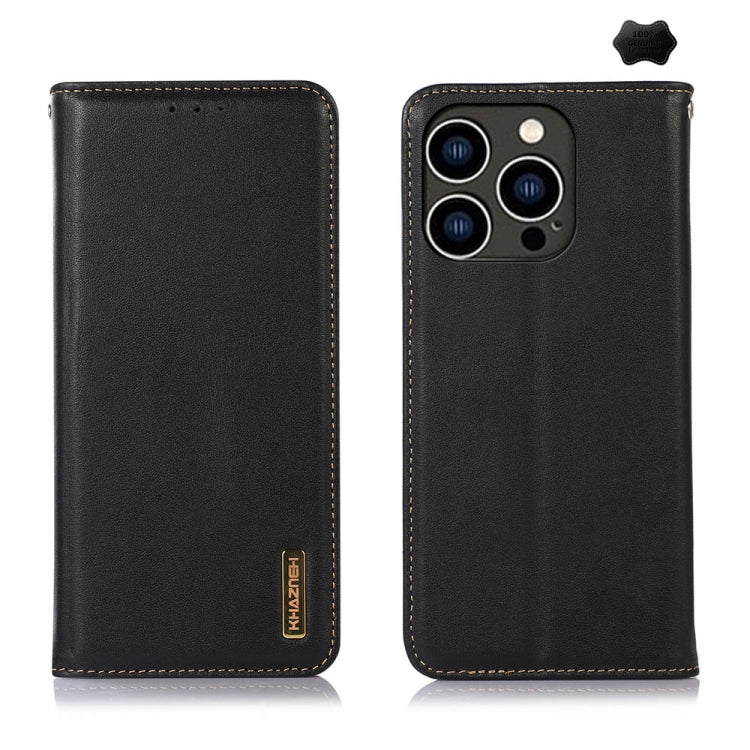 For iPhone 16 Pro KHAZNEH Nappa Top Layer Cowhide Leather Phone Case(Black) - iPhone 16 Pro Cases by PMC TechLife | Online Shopping South Africa | PMC TechLife | Buy Now Pay Later Mobicred