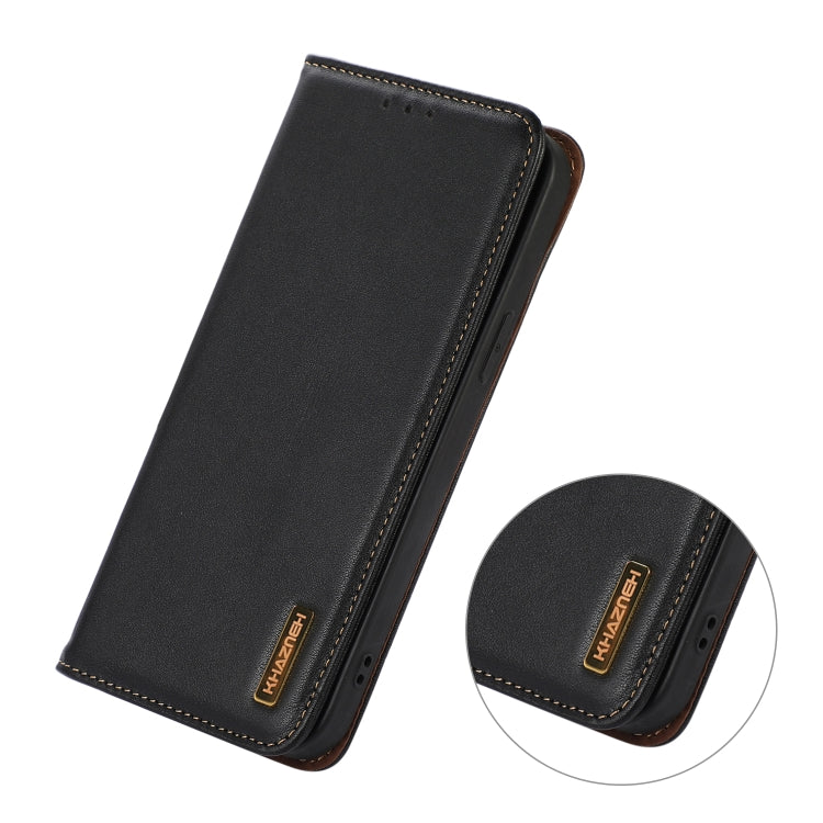 For iPhone 16 Pro KHAZNEH Nappa Top Layer Cowhide Leather Phone Case(Black) - iPhone 16 Pro Cases by PMC TechLife | Online Shopping South Africa | PMC TechLife | Buy Now Pay Later Mobicred