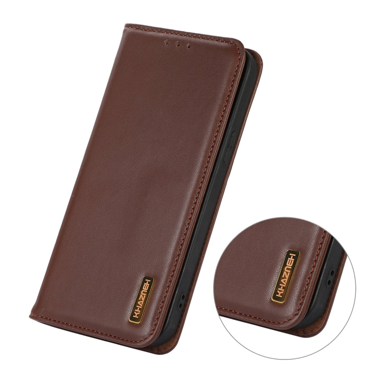 For iPhone 16 Pro KHAZNEH Nappa Top Layer Cowhide Leather Phone Case(Brown) - iPhone 16 Pro Cases by PMC Jewellery | Online Shopping South Africa | PMC Jewellery | Buy Now Pay Later Mobicred