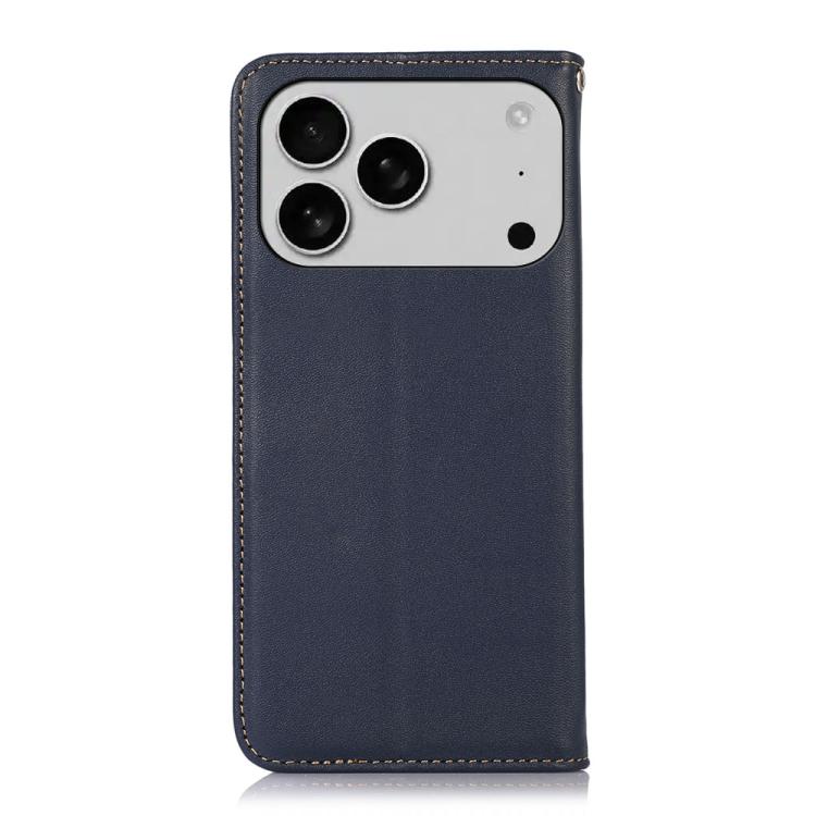 For iPhone 17 Pro Max KHAZNEH Nappa Top Layer Cowhide Leather Phone Case(Blue) - free shipping - PMc TechLife - Order now!