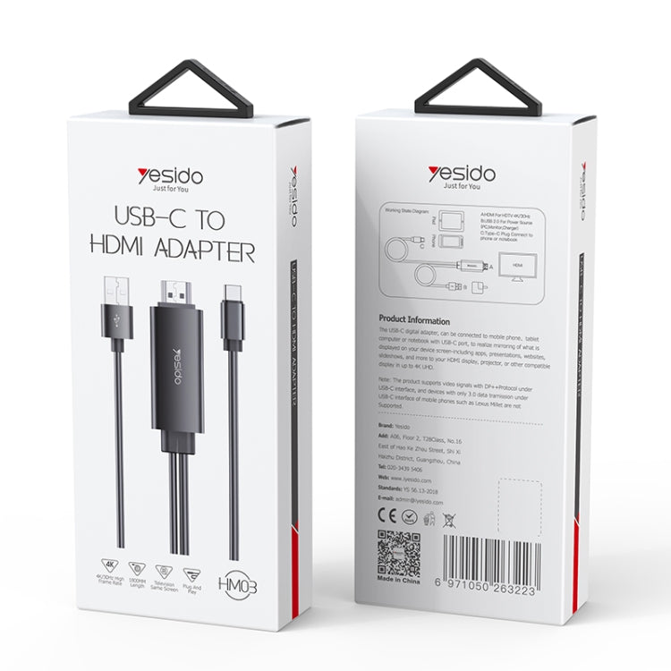 Yesido HM03 USB-C / Type-C to HDMI Adapter Cable, Length:1.8m - Cable & Adapters by Yesido | Online Shopping South Africa | PMC Jewellery | Buy Now Pay Later Mobicred