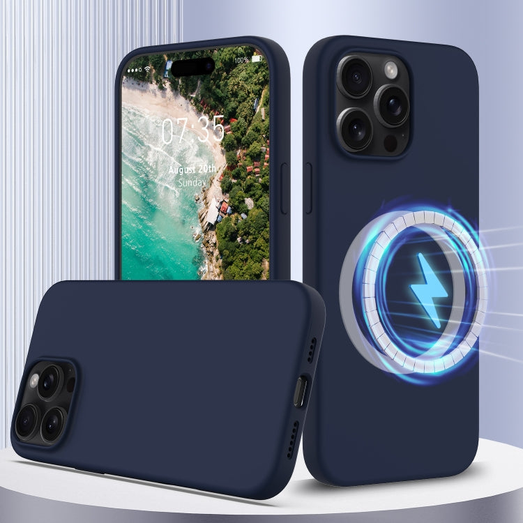 For iPhone 16 Pro Max Shockproof Silicone Magsafe Phone Case(Navy Blue) - iPhone 16 Pro Max Cases by PMC Jewellery | Online Shopping South Africa | PMC Jewellery | Buy Now Pay Later Mobicred