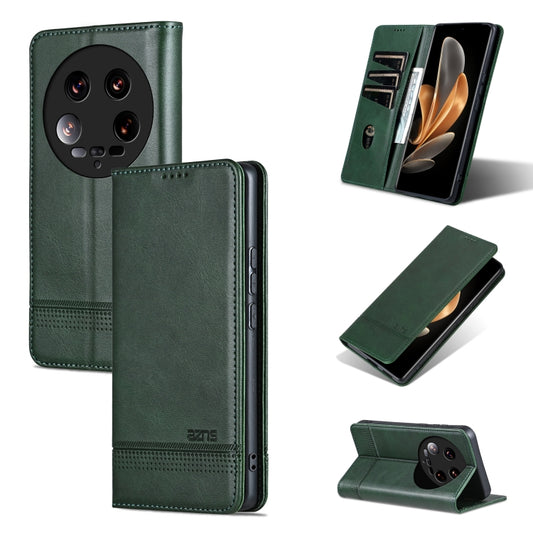 For Xiaomi 14 Ultra AZNS Magnetic Calf Texture Flip Leather Phone Case(Dark Green) - 14 Ultra Cases by AZNS | Online Shopping South Africa | PMC Jewellery | Buy Now Pay Later Mobicred