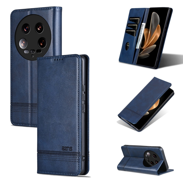 For Xiaomi 14 Ultra AZNS Magnetic Calf Texture Flip Leather Phone Case(Dark Blue) - 14 Ultra Cases by AZNS | Online Shopping South Africa | PMC Jewellery | Buy Now Pay Later Mobicred