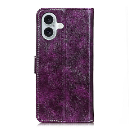 For iPhone 16 Retro Crazy Horse Texture Horizontal Flip Leather Phone Case(Purple) - iPhone 16 Cases by PMC Jewellery | Online Shopping South Africa | PMC Jewellery | Buy Now Pay Later Mobicred