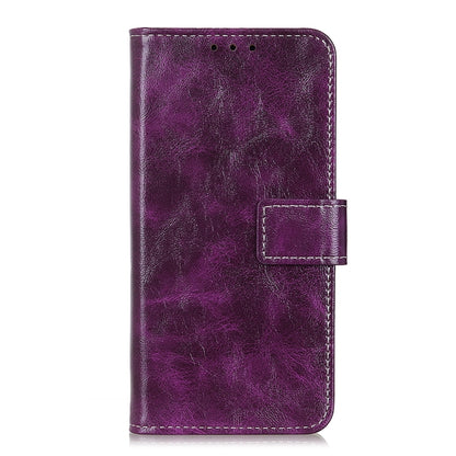 For iPhone 16 Plus Retro Crazy Horse Texture Horizontal Flip Leather Phone Case(Purple) - iPhone 16 Plus Cases by PMC Jewellery | Online Shopping South Africa | PMC Jewellery | Buy Now Pay Later Mobicred