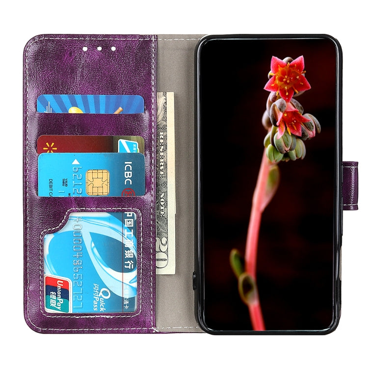 For iPhone 16 Plus Retro Crazy Horse Texture Horizontal Flip Leather Phone Case(Purple) - iPhone 16 Plus Cases by PMC Jewellery | Online Shopping South Africa | PMC Jewellery | Buy Now Pay Later Mobicred