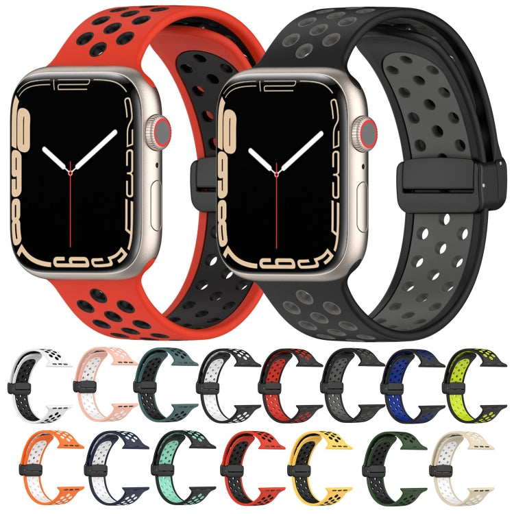 For Apple Watch SE 2023 40mm Magnetic Buckle Silicone Watch Band(Pink White) - Watch Bands by PMC Jewellery | Online Shopping South Africa | PMC Jewellery