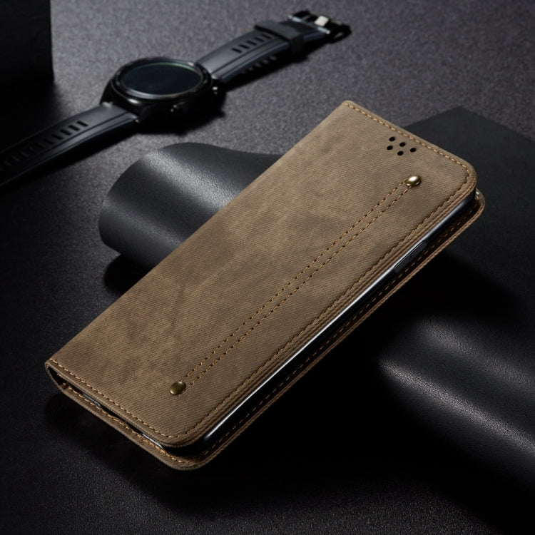 For Honor X8b 4G Global Denim Texture Flip Leather Phone Case(Khaki) - Honor Cases by PMC TechLife | Online Shopping South Africa | PMC TechLife | Buy Now Pay Later Mobicred