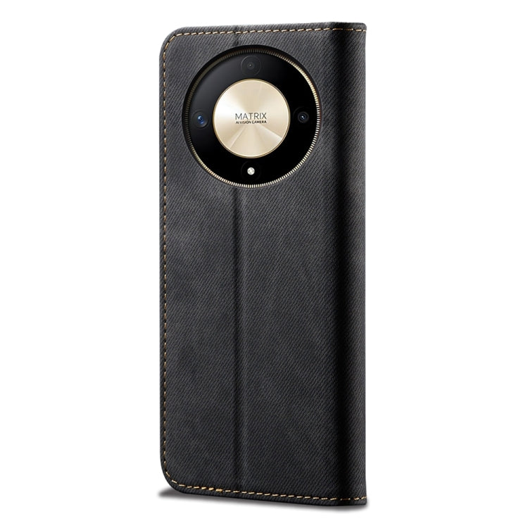 For Honor Magic6 Lite / X9b 5G Denim Texture Flip Leather Phone Case(Black) - Honor Cases by PMC TechLife | Online Shopping South Africa | PMC TechLife | Buy Now Pay Later Mobicred