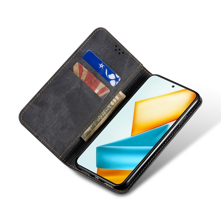For Honor Magic6 Lite / X9b 5G Denim Texture Flip Leather Phone Case(Black) - Honor Cases by PMC TechLife | Online Shopping South Africa | PMC TechLife | Buy Now Pay Later Mobicred