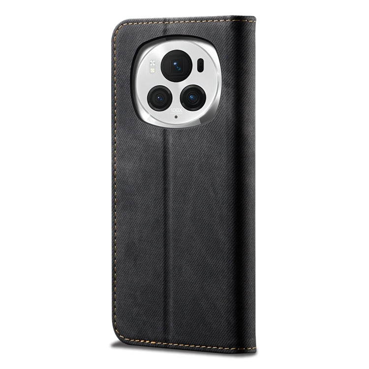 For Honor Magic6 Pro Denim Texture Flip Leather Phone Case(Black) - Honor Cases by PMC TechLife | Online Shopping South Africa | PMC TechLife | Buy Now Pay Later Mobicred