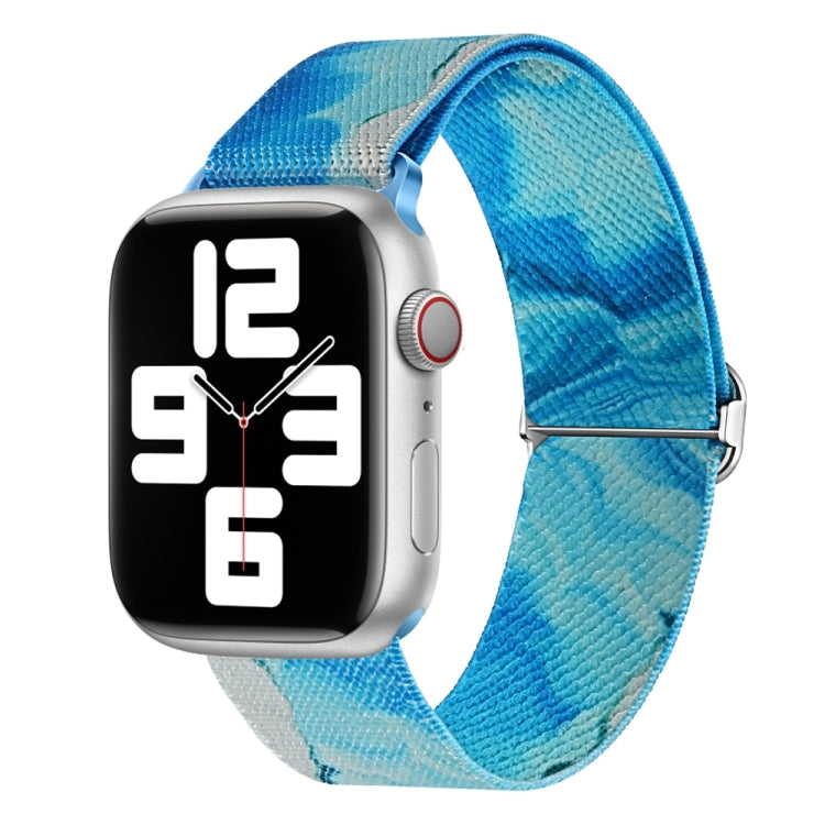 For Apple Watch 7 45mm Painted Pattern Nylon Replacement Watch Band(Ocean Blue) - Watch Bands by PMc TechLife | Online Shopping South Africa | PMc TechLife | Buy Now Pay Later Mobicred