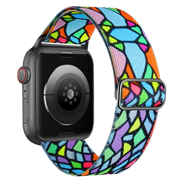 For Apple Watch SE 2023 40mm Painted Pattern Nylon Replacement Watch Band(Geometric Rainbow) - free shipping - PMc TechLife - Order now!