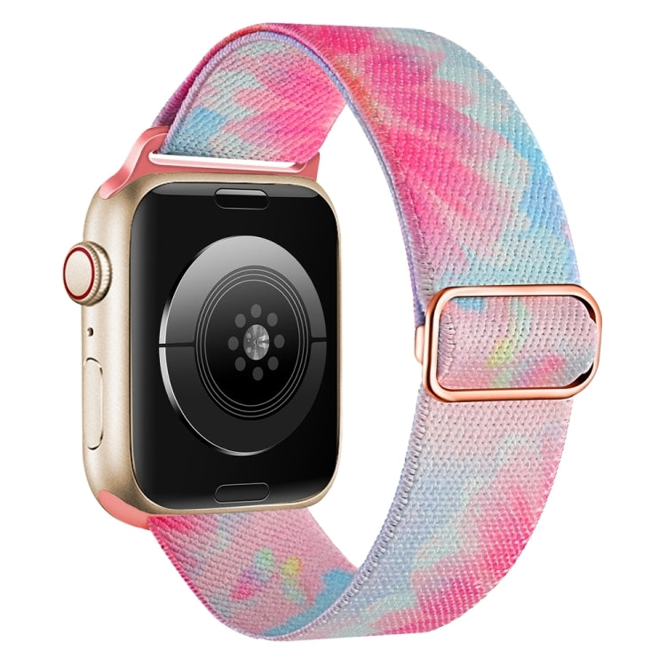 For Apple Watch 9 45mm Painted Pattern Nylon Replacement Watch Band(Flower Butterfly) - Watch Bands by PMc TechLife | Online Shopping South Africa | PMc TechLife | Buy Now Pay Later Mobicred