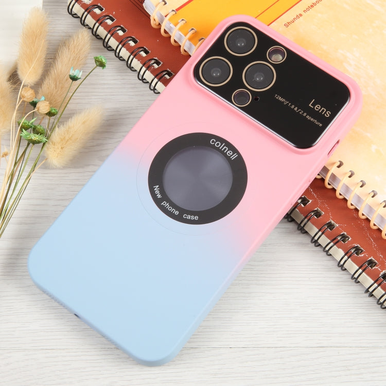 For iPhone 15 Pro Gradient Silicone Shockproof Magsafe Phone Case with Lens Film(Pink Blue) - iPhone 15 Pro Cases by PMC Jewellery | Online Shopping South Africa | PMC Jewellery